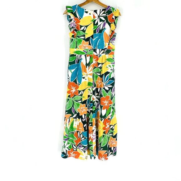 Maggy London Multicolor Floral Sleeveless V-Neck Ruffle Zip Maxi Dress Petite 4 - Picture 4 of 12